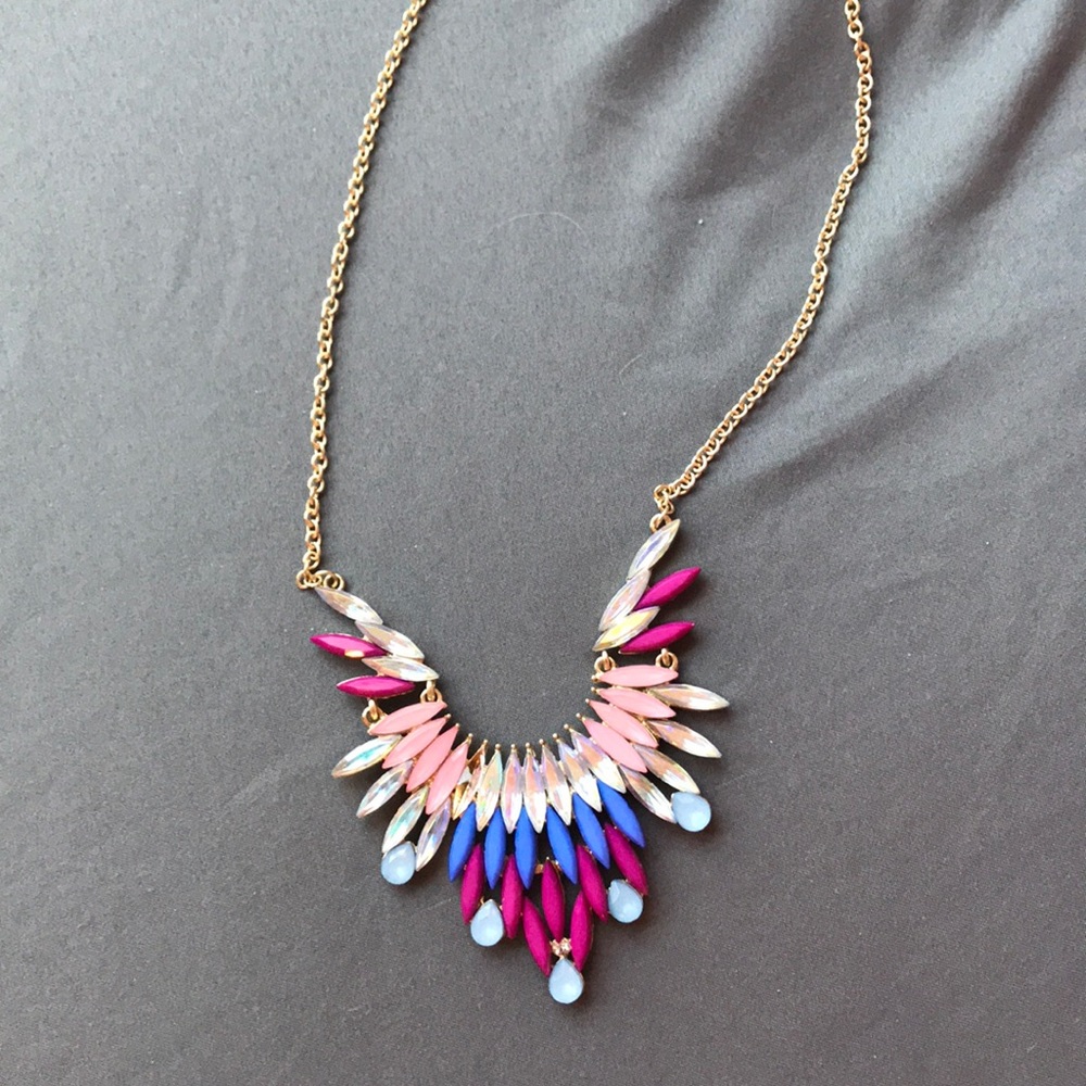 Gorgeous purple and iridescent statement necklace